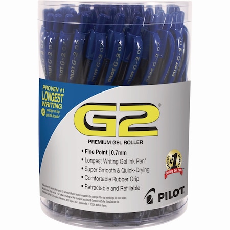 Pilot G2 Premium Retractable Gel Pen, Fine 0.7mm, Blue Ink/Barrel, PK36 84066